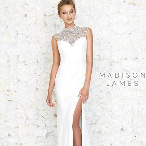 Madison James Prom Dress 15-145 Ivory Size 8